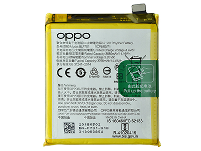 Oppo Reno - BLP701 Batteria 3400 mAh Li-Ion + Adesivo **Bulk**