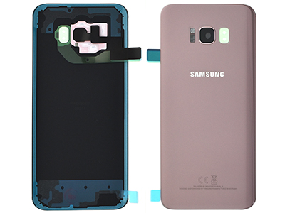 Samsung SM-G955 Galaxy S8+ - Cover Batteria in vetro + Vetrino Camera + Vetrino Flash  Rose Pink