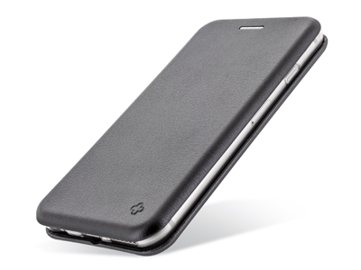 Apple iPhone 6s - Custodia EcoPelle serie CURVED colore Nero Completa di Case interna Trasparente