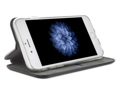 Apple iPhone 6s - Custodia EcoPelle serie CURVED colore Nero Completa di Case interna Trasparente