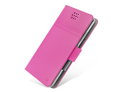Wiko Fever 4G - Custodia book serie FOLD colore Hot Pink Universale taglia XXL fino 6'