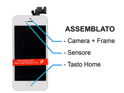 Apple iPhone 5 - Lcd+Touch  Bianco Assemblato Sensore+Camera+Home Qualità Eccelsa Matrice Compatibile AAA