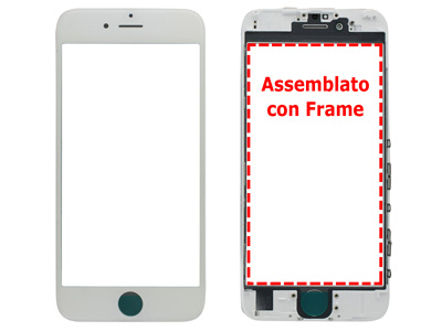 Apple iPhone 6s - Frame cornice lcd + Vetrino **Qualità Eccelsa** Assemblato con OCA  Bianco