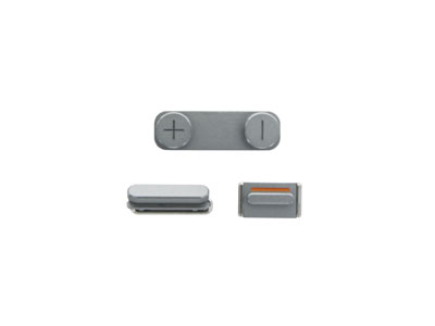 Apple iPhone 5S - Set 3 Tasti  esterni laterali completo Silver per vers. Nero