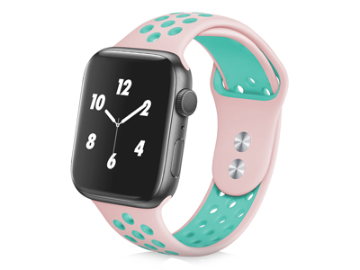 Apple Apple Watch 40mm. Serie 5 A2092-A2156 - Cinturino Smartwatch cassa 38/40/41mm Serie Sport Rosa/Azzurro