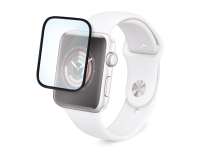 Apple Apple Watch 44mm. Serie 4 A1978-A2008 - Vetro temperato antiurto PMMA spessore 0.33mm Protezione totale bordi colore NERO