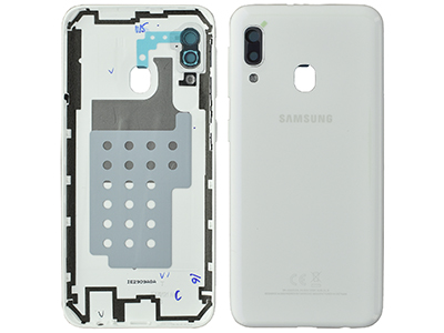 Samsung SM-A202 Galaxy A20e - Cover Batteria + Vetrino Camera + Tasti Laterali White