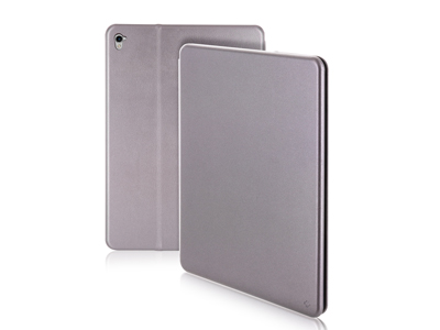Apple iPad Pro 9.7'' Model n: A1673-A1674-A1675 - Custodia EcoPelle serie CURVED colore Grigio Completa di Case interna Trasparente