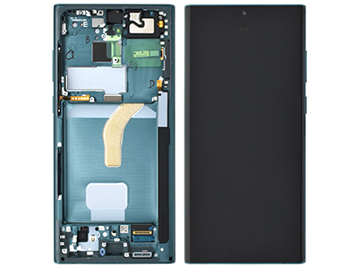 Samsung SM-S908 Galaxy S22 Ultra - Lcd + Touchscreen + Frame + Tasti Laterali Green