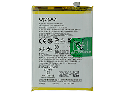 Oppo A9 2020 - BLP727 Batteria 5000 mAh Li-Ion + Adesivo **Bulk**