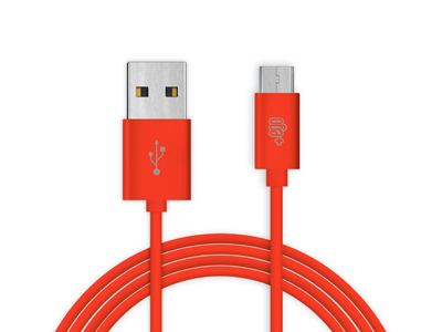 Nokia 501 Asha Dual-Sim - Sync Data and Charging cable Usb A - Micro Usb Red 1 mt. Soft Touch