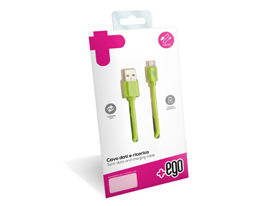 Lg GW520 in Touch - Sync Data and Charging cable Usb A - Micro USB Green 1 mt. Soft Touch