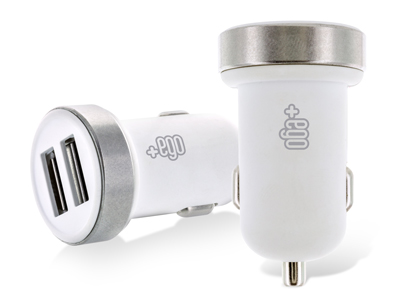 Oppo Reno4 5G - Dual Usb Car charger  Soft Touch  White 12/24V  2.1A