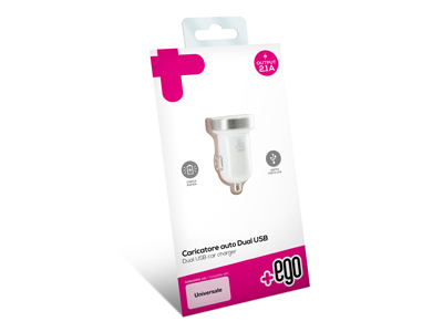 Lg KP270 - Dual Usb Car charger  Soft Touch  White 12/24V  2.1A