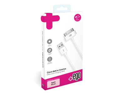 Apple iPhone - Sync Data and Charging cable Usb - 30 PIN White 1 mt.