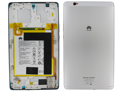 Huawei Media Pad M3 8.4'' LTE - Cover batteria + Batteria + Tasti Laterali + Vetrino Camera + Vibrazione  Silver