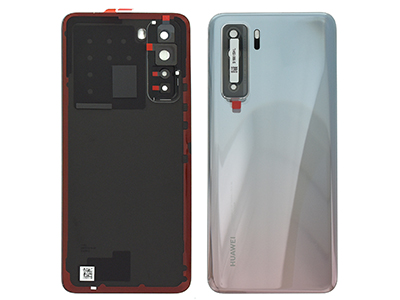 Huawei P40 Lite 5G - Cover batteria + Vetrino Camera + Adesivi Space Silver