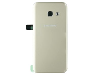 Samsung SM-A320 Galaxy A3 2017 - Cover Batteria in vetro + Vetrino Camera + Adesivi Oro