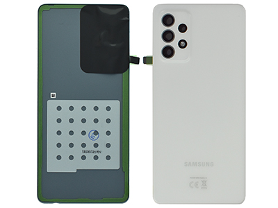 Samsung SM-A725 Galaxy A72 - Cover Batteria + Cover Camera completo + Adesivi Awesome White