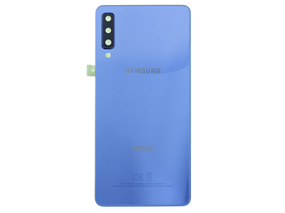 Samsung SM-A750 Galaxy A7 2018 - Cover Batteria in vetro + Vetrino Camera + Adesivi Blu  vers. Dual Sim