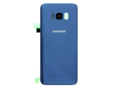 Samsung SM-G950 Galaxy S8 - Cover Batteria in vetro + Vetrino Camera + Vetrino Flash  Blu