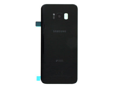 Samsung SM-G955 Galaxy S8+ Dual-Sim - Glass Back Cover + Camera Lens + Flash Lens  Black
