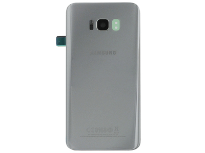 Samsung SM-G955 Galaxy S8+ - Cover Batteria in vetro + Vetrino Camera + Vetrino Flash  Silver