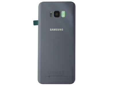 Samsung SM-G955 Galaxy S8+ - Cover Batteria in vetro + Vetrino Camera + Vetrino Flash  Orchid Grey