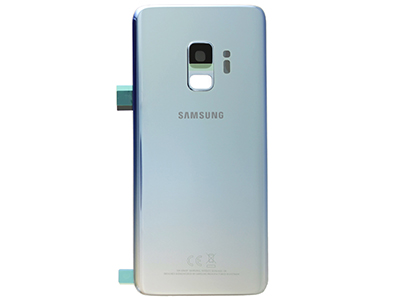 Samsung SM-G960 Galaxy S9 - Cover Batteria in vetro + Vetrino Camera + Vetrino Flash  Polaris Blu