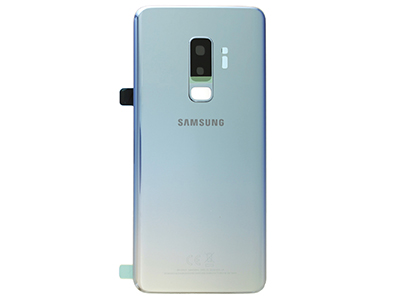 Samsung SM-G965 Galaxy S9 + - Cover Batteria in vetro + Vetrino Camera + Vetrino Flash  Polaris Blu