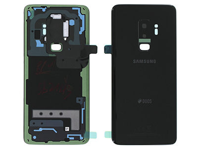 Samsung SM-G965 Galaxy S9 + - Cover Batteria in vetro + Vetrino Camera + Vetrino Flash  Nero  vers. Dual Sim