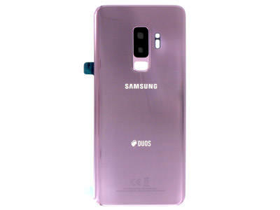 Samsung SM-G965 Galaxy S9 + - Cover Batteria in vetro + Vetrino Camera + Vetrino Flash  Lilac Purple  vers.Dual