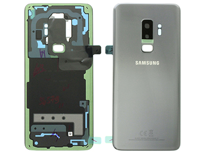 Samsung SM-G965 Galaxy S9 + - Cover Batteria in vetro + Vetrino Camera + Vetrino Flash  Grigio