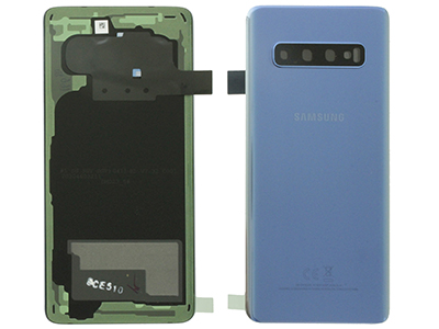 Samsung SM-G973 Galaxy S10 - Cover Batteria in vetro + Vetrino Camera Prism Blue