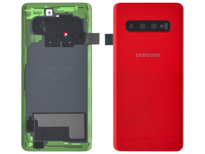 Samsung SM-G973 Galaxy S10 - Glass Back Cover + Camera Lens Cardinal Red