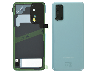 Samsung SM-G980 Galaxy S20 - Cover Batteria in vetro + Vetrino Camera + Microfono Blu