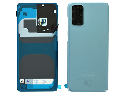 Samsung SM-G985 Galaxy S20+ - Cover Batteria in vetro + Vetrino Camera + Microfono Cloud Blue