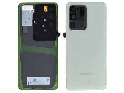 Samsung SM-G988 Galaxy S20 Ultra 5G - Glass Back Cover + Camera Lens + Microphone Cloud White