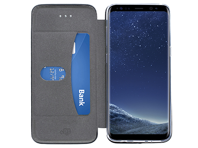 Samsung SM-A405 Galaxy A40 - PU Leather Case CURVED  Black Tpu transparent case inside