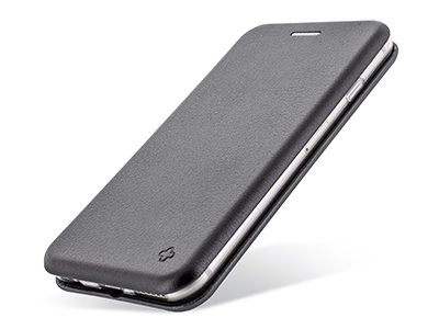 Apple iPhone 12 - PU Leather Case CURVED  Black Tpu transparent case inside