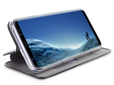 Samsung SM-S906 Galaxy S22+ - Custodia EcoPelle serie CURVED colore Nero Completa di Case interna Trasparente