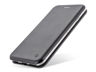 Apple iPhone 15 - PU Leather Case CURVED  Black Tpu transparent case inside