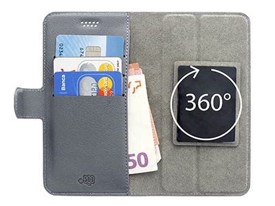 Oppo A94 5G - Universal PU Leather Case size XXL up to 6.0'' Dark Grey