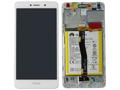 Huawei Honor 6X - Lcd + Touch + Frame + Altoparlante + Batteria + Switch Tasti Laterali  Bianco