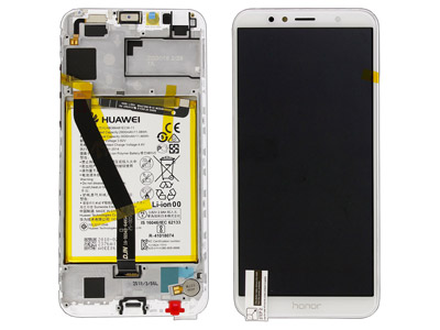 Huawei Honor 7A - Lcd + Touchscreen + Frame + Batteria + Vibrazione +Altoparlante + Switch Tasti Lat. Bianco
