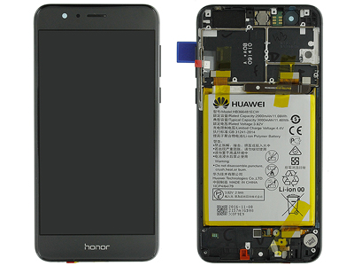 Huawei Honor 8 - Lcd + Touchscreen + Frame + Battery + Vibration + Speaker + Side Keys  Black
