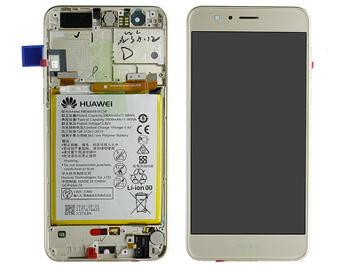 Huawei Honor 8 - Lcd + Touchscreen + Frame + Battery + Jack Audio + Speaker + Side Keys  Gold