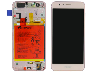 Huawei Honor 8 - Lcd + Touchscreen + Frame + Battery + Vibration +Speaker + Side Keys  Pink