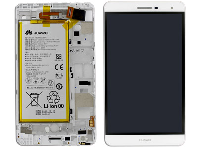 Huawei Media Pad  T2 7.0 Pro - Lcd + Touchscreen + Frame + Batteria + Switch Tasti Lat.  Bianco