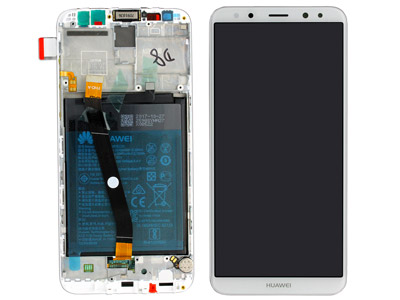 Huawei Mate 10 Lite Dual-Sim - Lcd + Touchscreen + Frame + Batteria + Vibrazione +Altoparlante + Switch Tasti Lat. Bianco